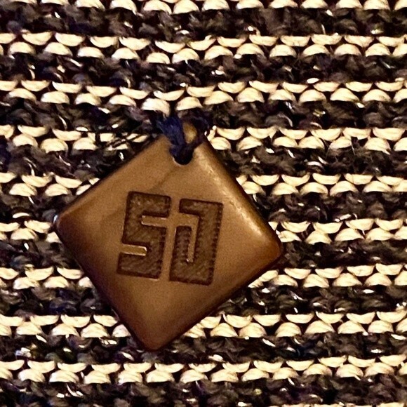 Vintage St John Sport Blue & White Striped Metallic Shell Tank Sz M - Picture 5 of 8